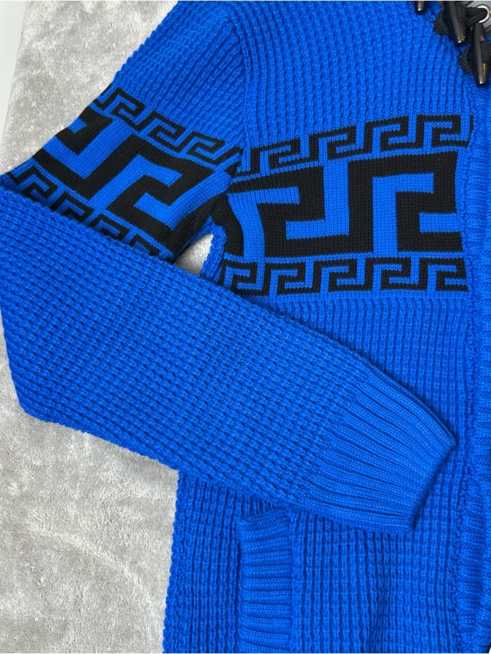 Suslo Couture Sweater Cardigan Italian Baroque Black & Blue Men’s Size L Jacket - Picture 6 of 16